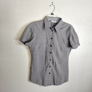 moschino short sleeve gingham button down shirt sz 12
